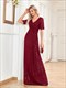 High Waist Ruffle Hem Evening Dress, Women'S Clothing Twist Sequin Maxi Dress, Elegant V Neck Short Sleeve