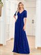 High Waist Ruffle Hem Evening Dress, Women'S Clothing Twist Sequin Maxi Dress, Elegant V Neck Short Sleeve