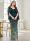Plus Size Elegant Sequin Evening Dress Mermaid Dress Luxury Cocktail Dress Formal Maxi Prom Long Sleeves Party Women