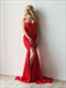 Strapless Maternity Maxi Dress With Front Slit - Black
