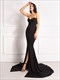 Strapless Maternity Maxi Dress With Front Slit - Black