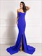 Strapless Maternity Maxi Dress With Front Slit - Black