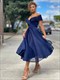 Pink A-Line Organza Ruched Off The Shoulder Tea-Length Prom Dresses
