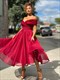 Pink A-Line Organza Ruched Off The Shoulder Tea-Length Prom Dresses