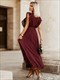 Fashion Elegant Women Dress Sleeveless V Neck Long Summer Dress Pleat Party Dress Female Chiffon Maxi Green Dress With Belt