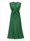 Fashion Elegant Women Dress Sleeveless V Neck Long Summer Dress Pleat Party Dress Female Chiffon Maxi Green Dress With Belt