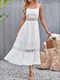 Summer Boho Long Dress Women Elegant Beach Sundress Sleeveless Backless Hollow Out Lace Dresses Ladies Party Evening Dress