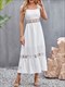 Summer Boho Long Dress Women Elegant Beach Sundress Sleeveless Backless Hollow Out Lace Dresses Ladies Party Evening Dress