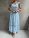 Summer Boho Long Dress Women Elegant Beach Sundress Sleeveless Backless Hollow Out Lace Dresses Ladies Party Evening Dress