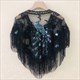 Spring Summer Women'S Sequins With Shawl Mesh Cloak Versatile Sunscreen Fashion Chinese Phoenix Tassel Sequin Lace Girl Red