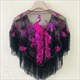 Spring Summer Women'S Sequins With Shawl Mesh Cloak Versatile Sunscreen Fashion Chinese Phoenix Tassel Sequin Lace Girl Red