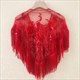 Spring Summer Women'S Sequins With Shawl Mesh Cloak Versatile Sunscreen Fashion Chinese Phoenix Tassel Sequin Lace Girl Red