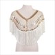 Women's Mesh Sequin Wedding Cape Evening Shawl Wrap - Beaded Fringed Gatsby Flapper Dress Accessories