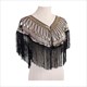 Women's Mesh Sequin Wedding Cape Evening Shawl Wrap - Beaded Fringed Gatsby Flapper Dress Accessories