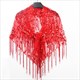 Triangle Shape Shawl Hip Dance Wrap Sequin Fringed Evening Cape Scarf Gold Bridal Shiny Shrug