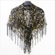 Triangle Shape Shawl Hip Dance Wrap Sequin Fringed Evening Cape Scarf Gold Bridal Shiny Shrug