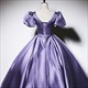 Evening Dress Plus Size Party Dresses Up Floor-Length Fashion Satin Short Sleeves Pleat A-Line V-Neck Lace Woman Xe090 Purple
