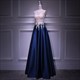 Beauty-Emily O Neck Sleeveless Evening Dresses Long Luxury Party Dress Formal Gowns Vestidos De Noche Lace Appliques Beads Satin