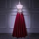 Beauty-Emily O Neck Sleeveless Evening Dresses Long Luxury Party Dress Formal Gowns Vestidos De Noche Lace Appliques Beads Satin