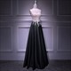 Beauty-Emily O Neck Sleeveless Evening Dresses Long Luxury Party Dress Formal Gowns Vestidos De Noche Lace Appliques Beads Satin
