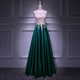 Beauty-Emily O Neck Sleeveless Evening Dresses Long Luxury Party Dress Formal Gowns Vestidos De Noche Lace Appliques Beads Satin