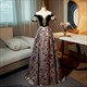 Evening Dress Women Party Dresses B2363 Velour Satin Off The Shoulder Short Sleeves Lace Black Up A-Line Floor Length Plus Size