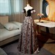 Evening Dress Women Party Dresses B2363 Velour Satin Off The Shoulder Short Sleeves Lace Black Up A-Line Floor Length Plus Size