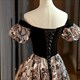 Evening Dress Women Party Dresses B2363 Velour Satin Off The Shoulder Short Sleeves Lace Black Up A-Line Floor Length Plus Size