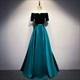 Elegant Off-Shoulder Long Formal Dress With Short Sleeves