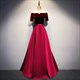 Elegant Off-Shoulder Long Formal Dress With Short Sleeves