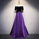 Elegant Off-Shoulder Long Formal Dress With Short Sleeves