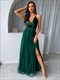 Mesh Sequins V-Neck Backless Bodycon Maxi Dress
