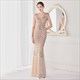 Deep V Neck Sequin Beaded Maxi Evening Dress