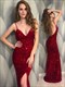 Green Sequin Mermaid Maxi Dress With Deep V Neck And Backless Design