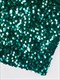 Green Sequin Mermaid Maxi Dress With Deep V Neck And Backless Design