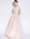 Elegant Pink Lace Floor-Length Formal Dress With Belt
