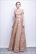 Elegant Pink Lace Floor-Length Formal Dress With Belt