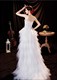 Feather Short Front Long Back Wedding Dress Strapless Lace Up