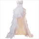 Feather Short Front Long Back Wedding Dress Strapless Lace Up