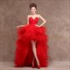 Feather Short Front Long Back Wedding Dress Strapless Lace Up