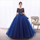 Green Ball Gown Scoop Neck Quinceanera Dress Floral Tulle Half Sleeves Embroidery