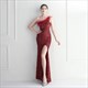 Pailletten-Maxikleid mit Halsausschnitt-Schlitz und Air-Padding