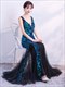 Sleveless Evening Dresses Elegant Mermaid Formal Dress Tull Sequind Prom Gown Lace Robe De Soriee Long Evening Party Dress