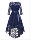 Floral Lace High Low Hem Maxi Dress With 3/4 Sleeves