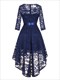 Floral Lace High Low Hem Maxi Dress With 3/4 Sleeves