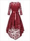 Floral Lace High Low Hem Maxi Dress With 3/4 Sleeves