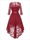 Floral Lace High Low Hem Maxi Dress With 3/4 Sleeves