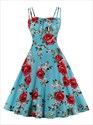 Elegantes florales Party-Cami-Kleid mit A-Linie, Vintage-Schleife und gerafftem Rücken