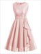 Swing Dresses Robe Female A Line Dress Elegant For Women Sleeveless Party Lace And Chiffon Peplum High Waist Purple