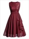 Swing Dresses Robe Female A Line Dress Elegant For Women Sleeveless Party Lace And Chiffon Peplum High Waist Purple